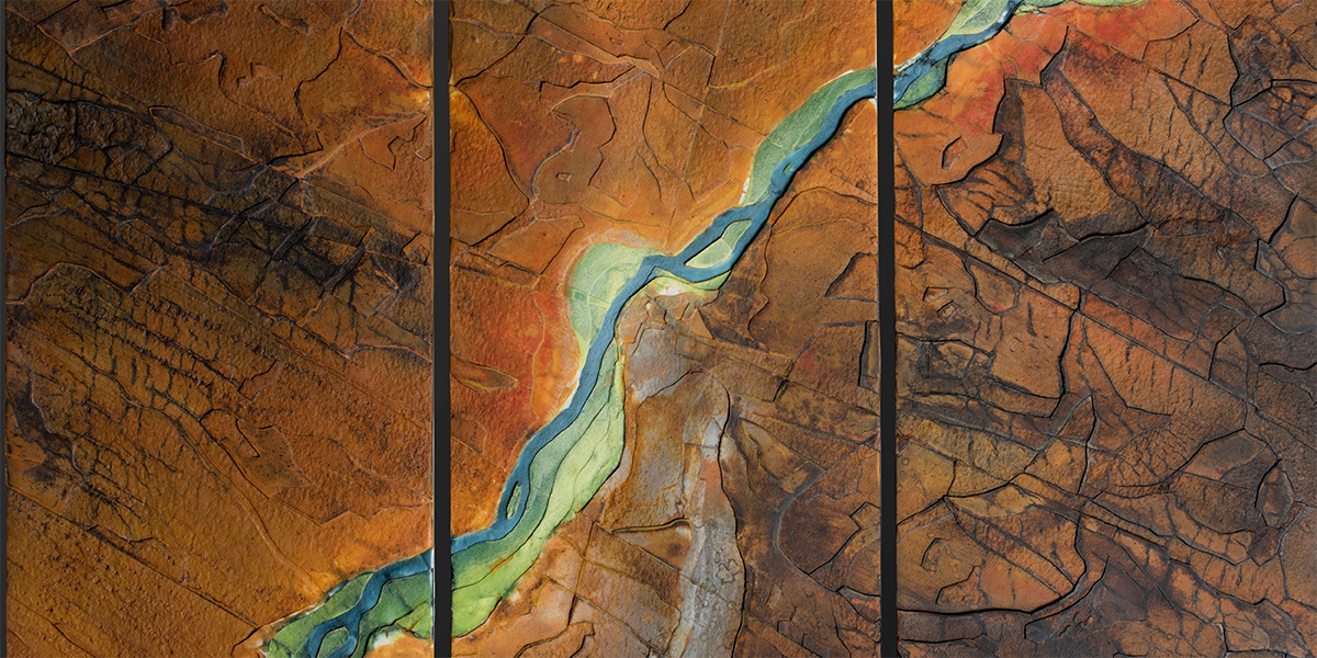 Landscape depicted in glass